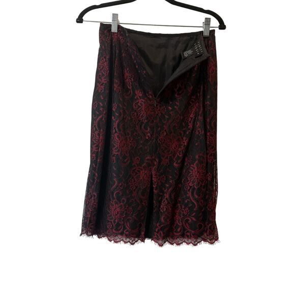 Finity Studio Women's Black Red 100% Skirt Floral Print Back Zip Lined Size 6 - Picture 3 of 6